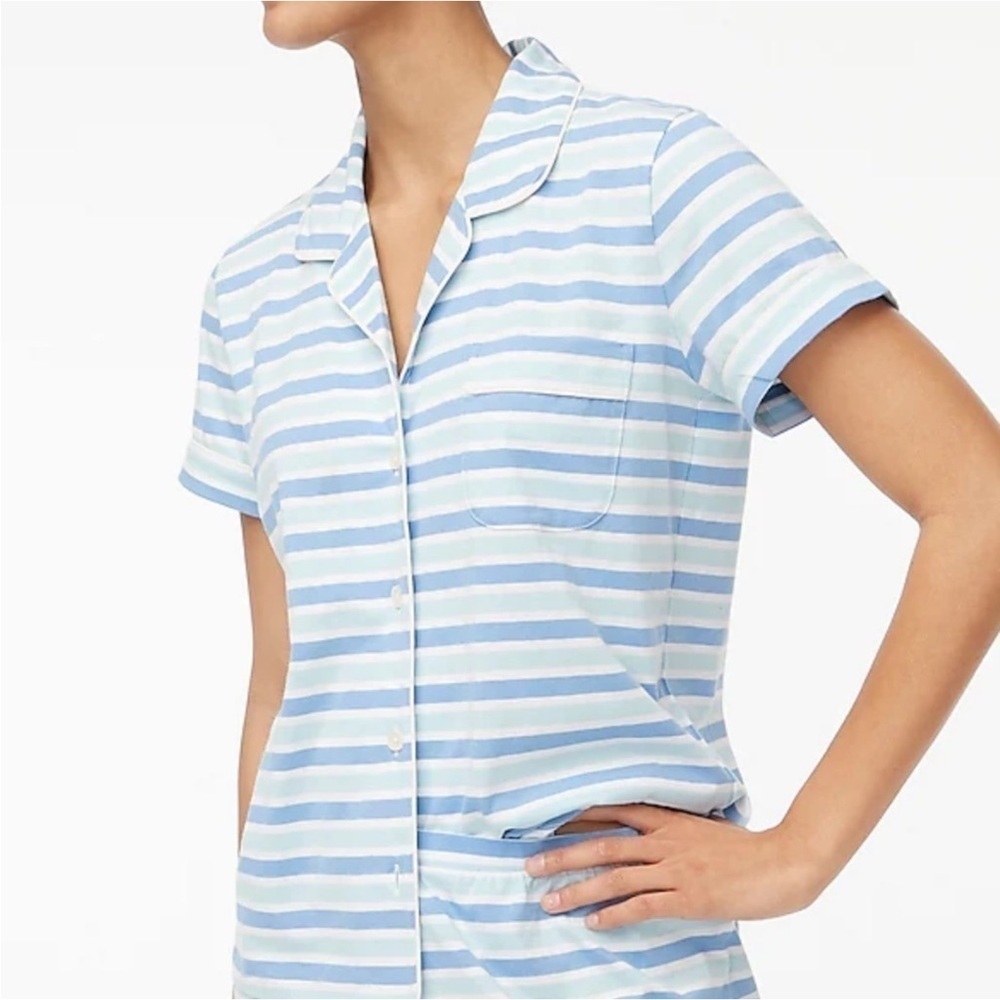 NWOT J Crew Women’s 100% Cotton Striped Pajama Top blue purple Sz XS